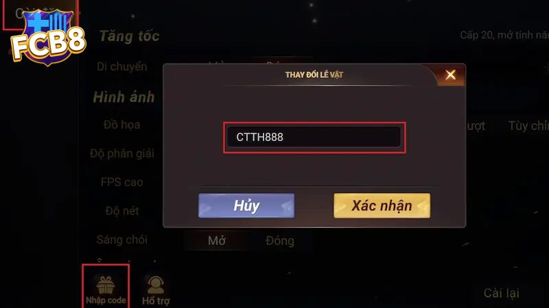 Hướng dẫn sử dụng code game FCB8 cho tân thủ
